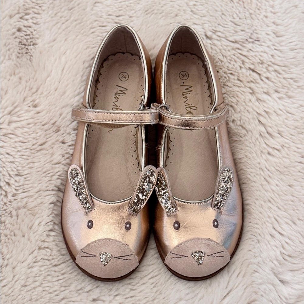 Mini Boden Kids' Gold Bunny Shoes